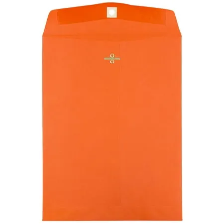 JAM Paper 10" x 13" Open End Catalog Colored Envelopes with Clasp Closure, Orange Recycled, 10/Pack (913745B)