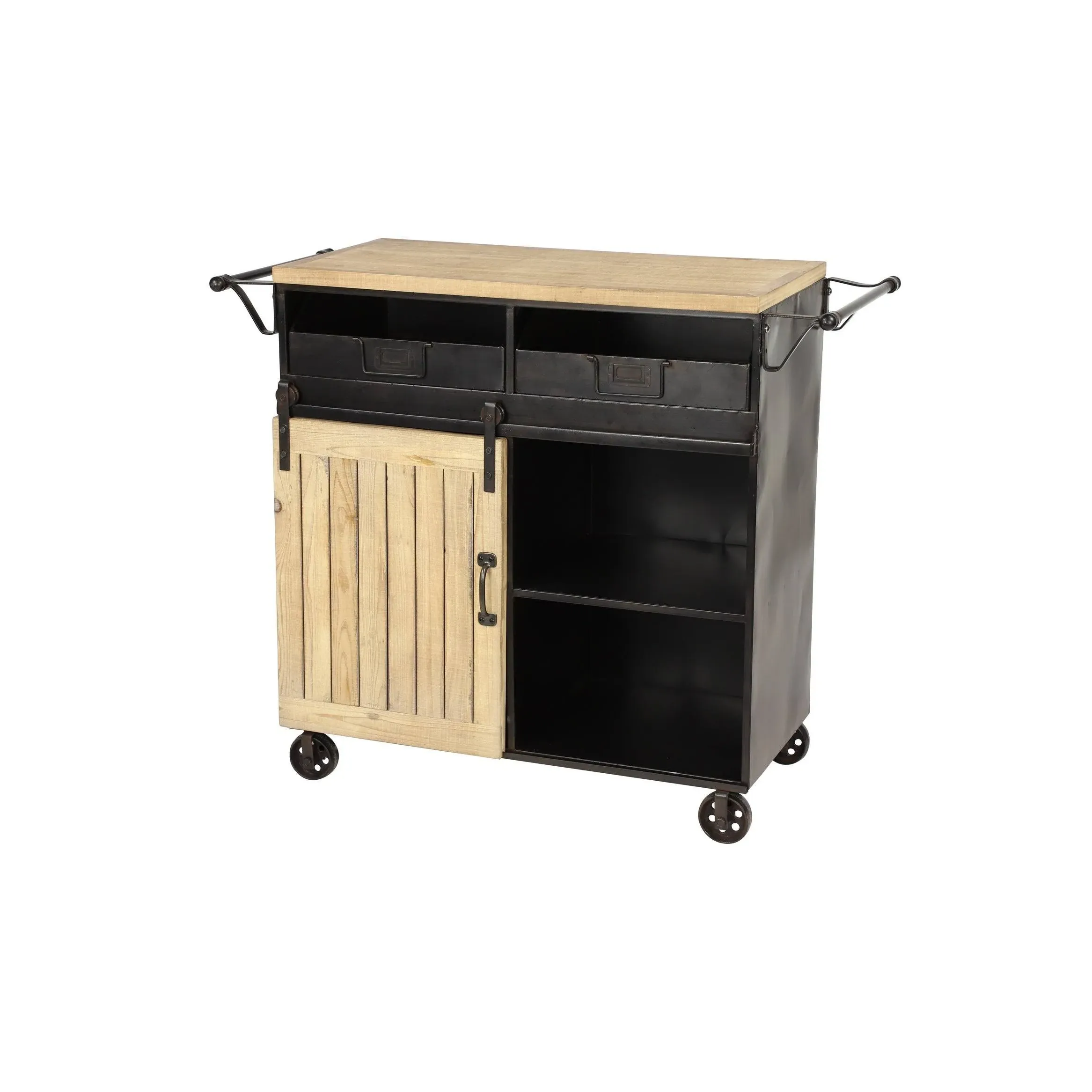 Black Industrial Metal Wine Storage Cart By Ivory And Iris in Black/Light Brown | 31"" x 16"" x 34"" | Michaels®