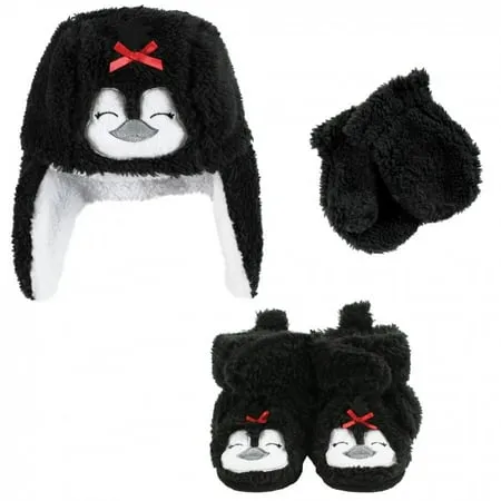 Hudson Baby Girls' Trapper Hat, Mitten and Bootie Set