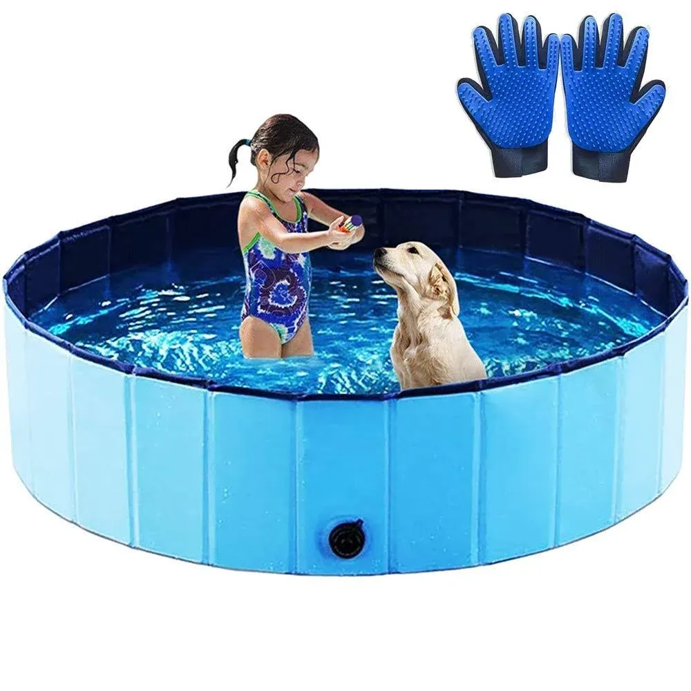 Onirii Foldable Pet Dog Swimming Pool,48 inch Portable Kiddie Plastic Pool ...