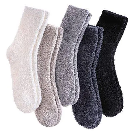 Womens Fuzzy Slipper Socks Super Soft Microfiber Fluffy Cozy Winter Warm Fuzzy Crew Socks