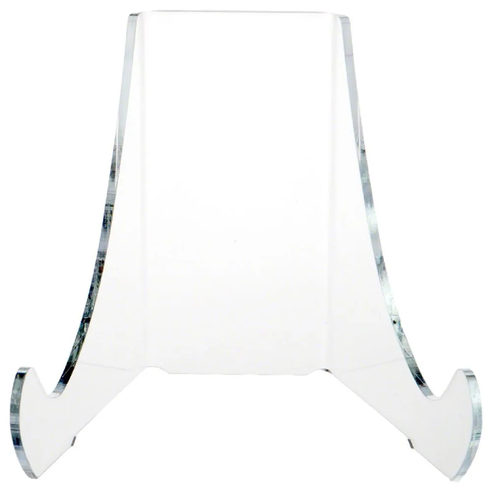 Plymor Clear Acrylic Flat Back Easel With Rounded Support Ledges, 8 H x 9.75 W x 8.25 D (2 Pack)