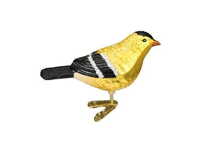 Old World Christmas Ornaments: American Goldfinch Glass Blown Ornaments for Christmas Tree (18045)