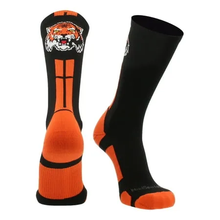 MadSportsStuff Tigers Logo Athletic Crew Socks for Football Basketball Volleyball Lacrosse