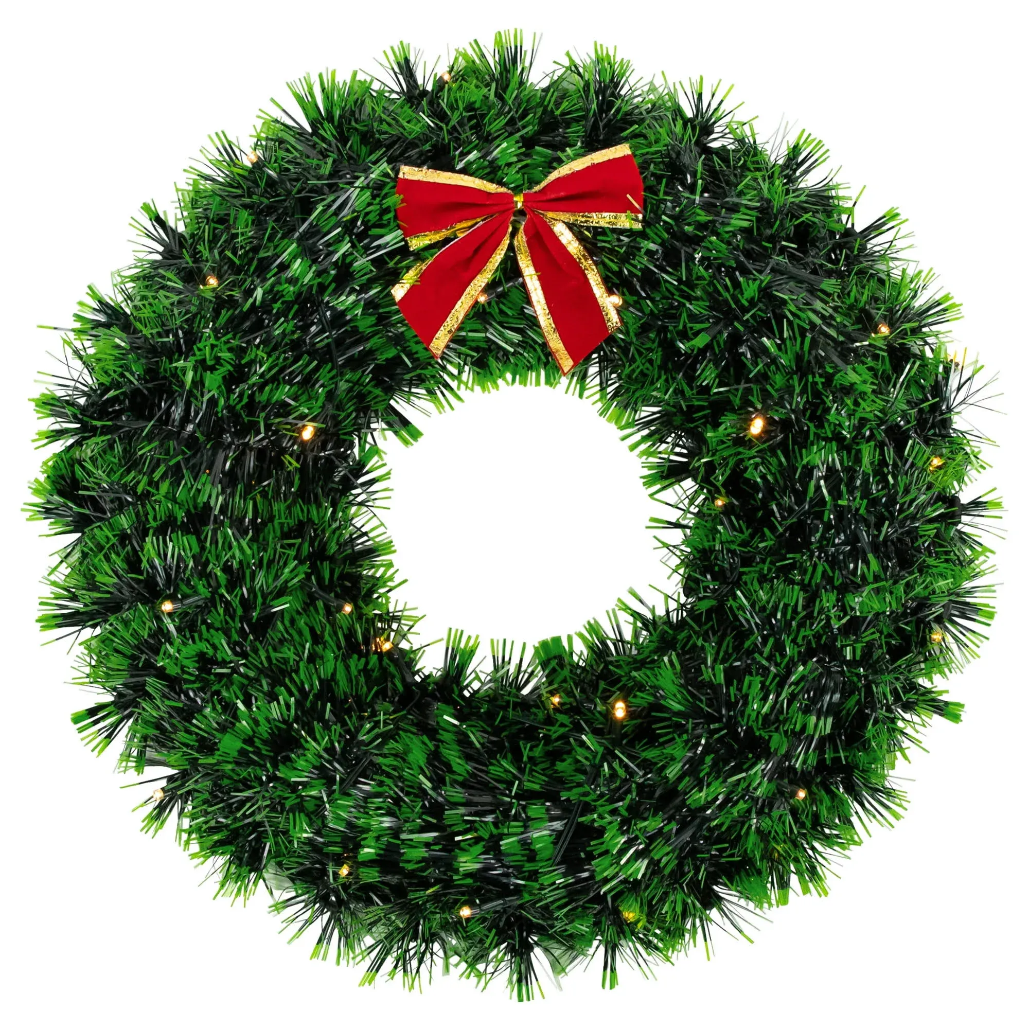 Northlight 17" Pre-Lit Green Tinsel Artificial Christmas Wreath with Bow