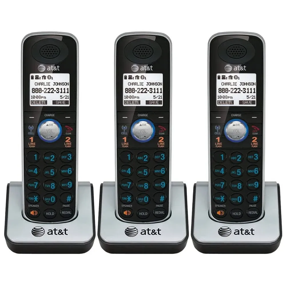 AT&T TL86009 Accessory Cordless Handset, Black/Silver | Requires an AT&T TL86109 Expandable Phone System to Operate