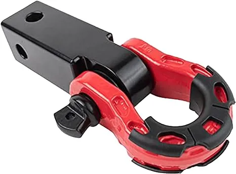 GearAmerica Aluminum Hitch Receiver 2&#034;x2&#034; Black + Red Mega Shackle | 32,000 LBS 