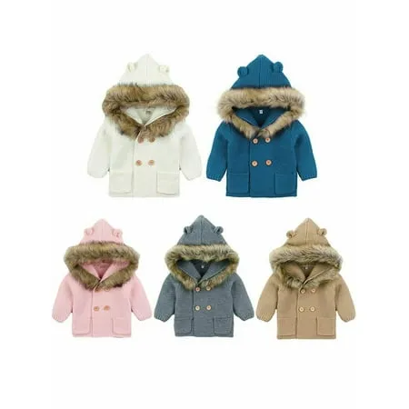 Newborn Baby Girls Fleece Outerwear Jacket Toddler Winter Coat Infant Clothes