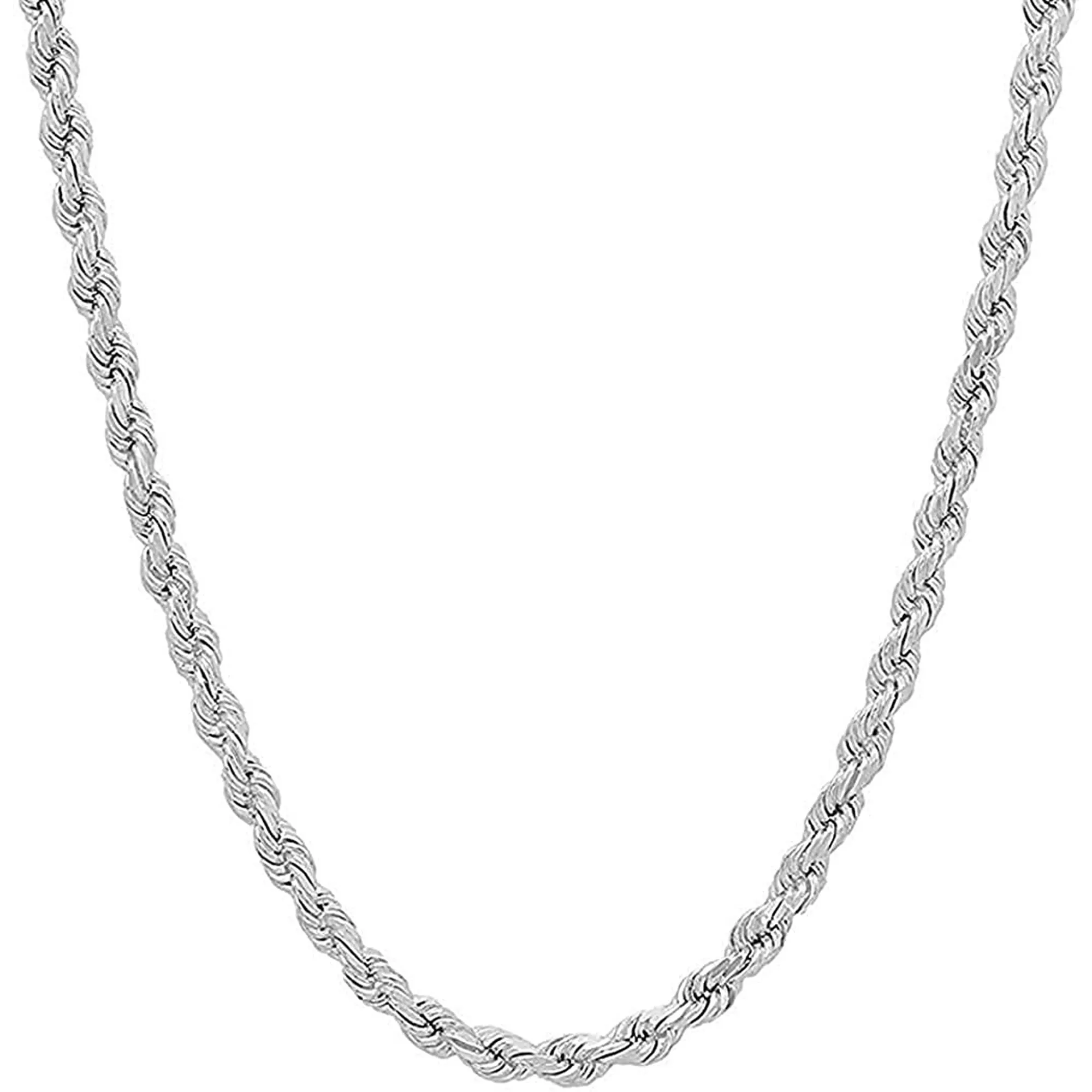 Savlano 925 Sterling Silver Italian Rope Diamond Cut Twist Link Chain Necklace