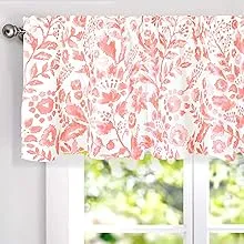 DriftAway Julia Watercolor Blooming Flower Floral Lined Thermal Insulated Window Curtain Valance Rod Pocket 52 Inch by 18 Inch Plus 2 Inch Header Blush 1 PackDriftAway Julia Watercolor Blooming Flower Floral Line…