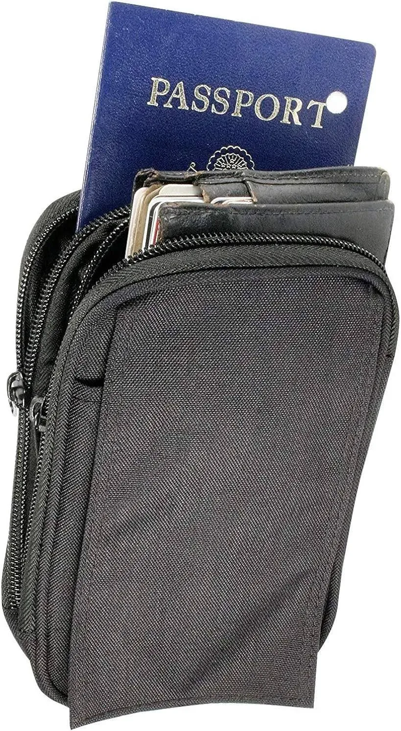 Strappack Two Zipper Clipon Pouch Travel Wallet Backpack Pouch Passport Holder