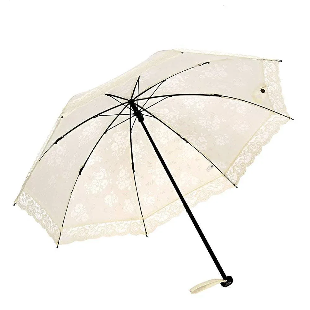 Vintage Lace Parasol, Women's Outdoor UV Sun Parasol Flower Embroidery Folding Umbrella, Lace Pattern for Small Umbrella Series Full of Feminine