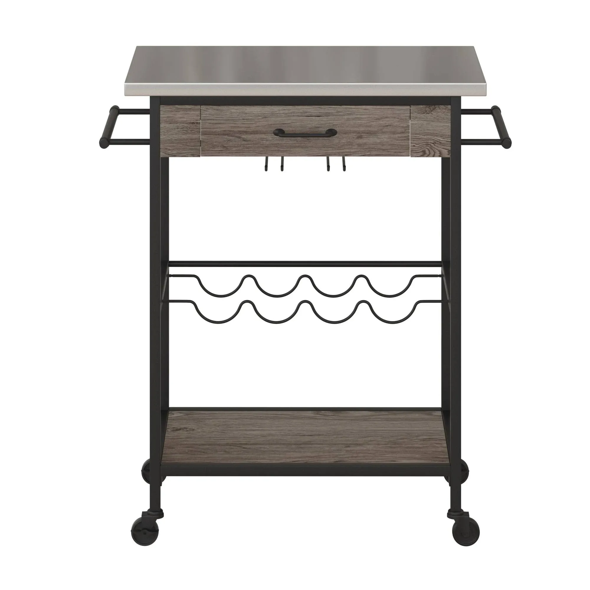 Multifunctiona<wbr/>l Kitchen Cart Wine Rack Pantry Storage, Stainless Steel Brown NEW