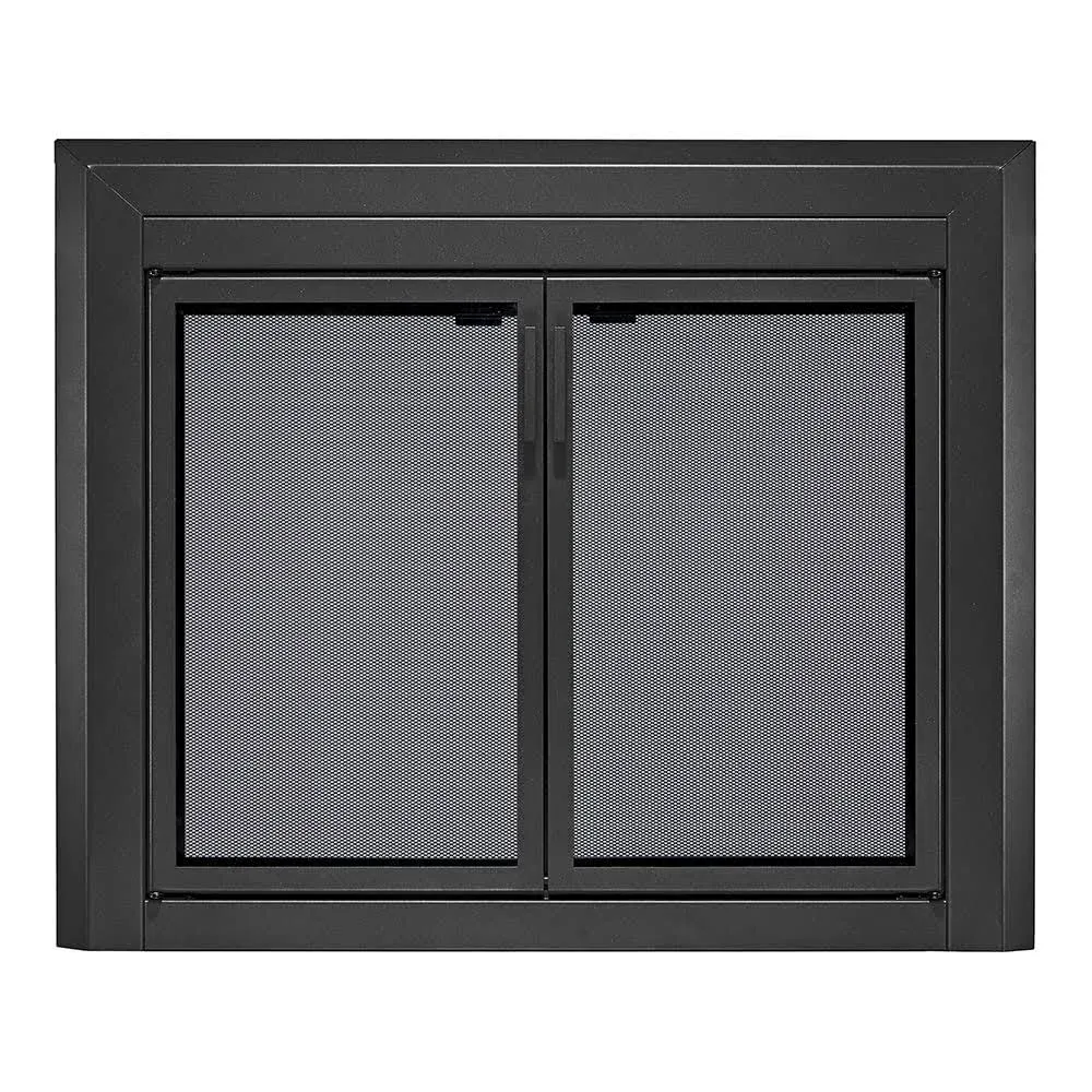 Uniflame Small Logan Black Cabinet-style Fireplace Doors Smoke Tempered Glass