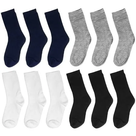 Falari 12 Pairs Boy Toddler Kids Cotton Crew Socks