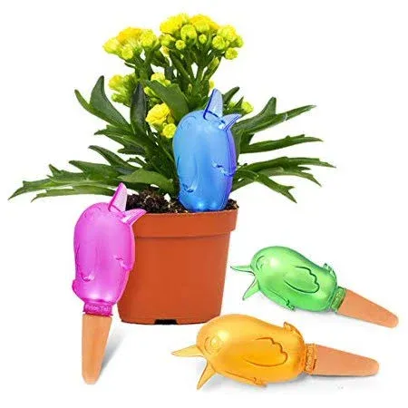 Eco-Friendly Bird-Shaped Terracotta Watering Spikes—4 Pc Set for Easy Plant Care