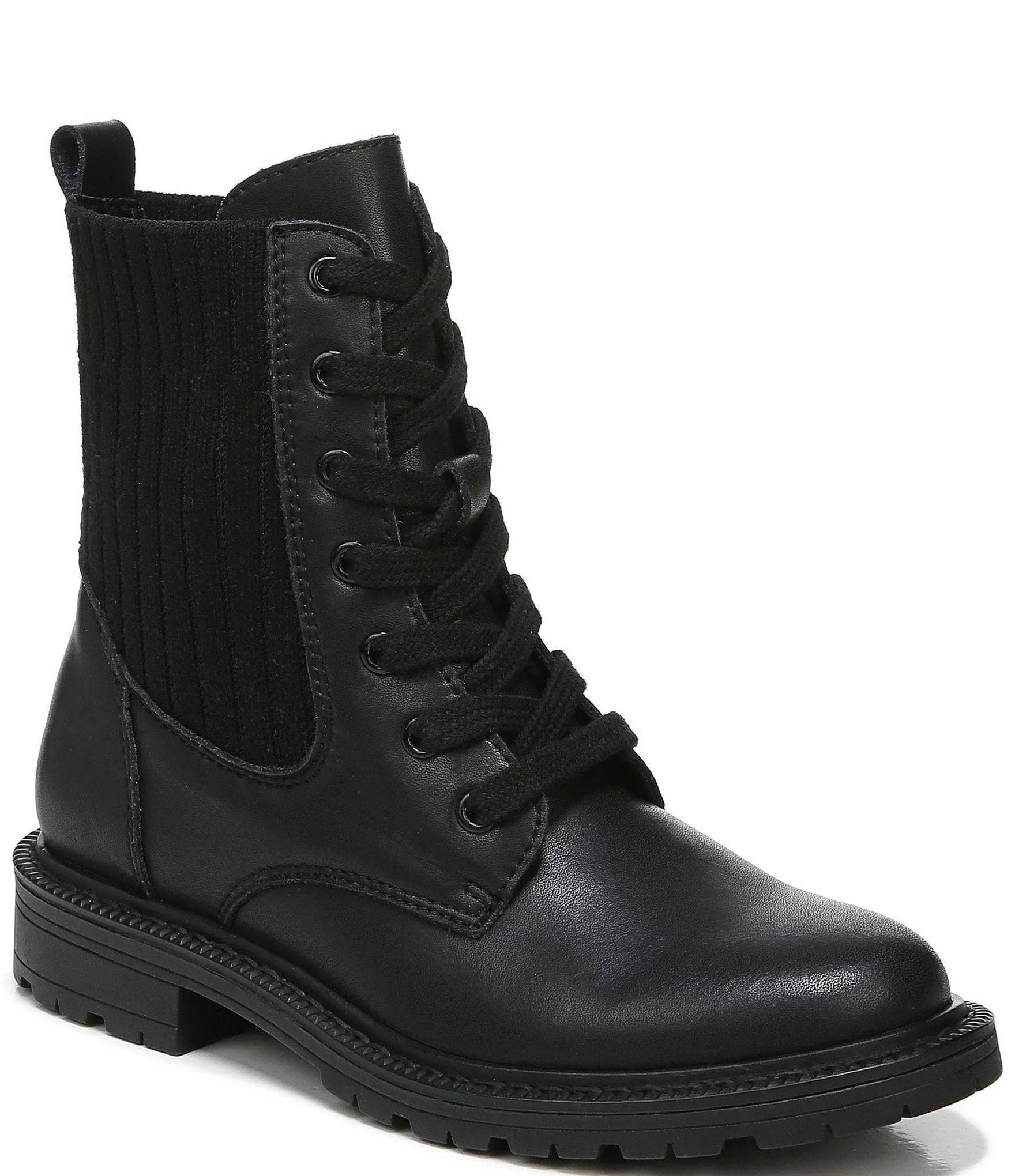 Sam Edelman Girls Lydell Mini Little Kid Leather Combat & Lace-Up Boots Black