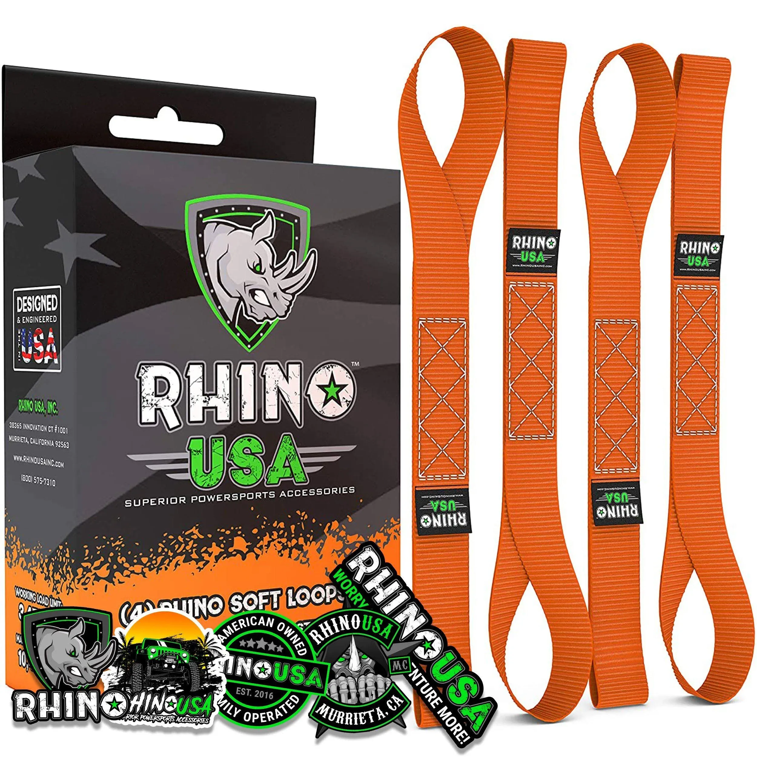 Rhino USA Soft Loop Motorcycle Tie-Down Straps (4PK) - 10427lb Max Break Stre...