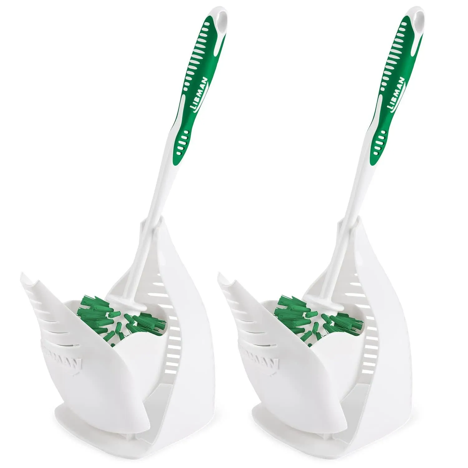 Libman 1196, 2-Pack Bowl Brush and Caddy, White/Green