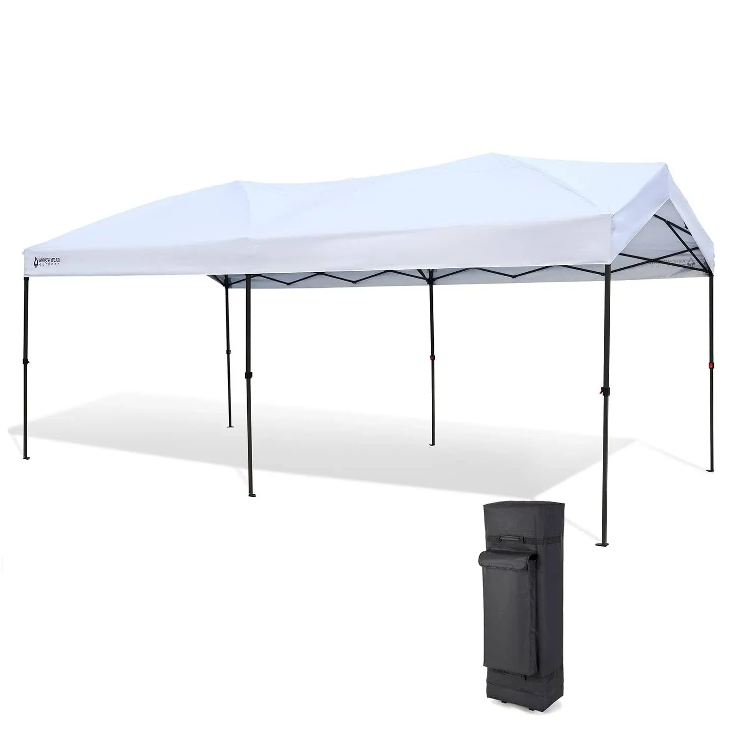 Arrowhead Outdoor 10x20 Pop-Up Canopy & Instant Shelter, Easy One Person Setup, Water & UV Resistant 300D Fabric Construction, Adjustable Height.