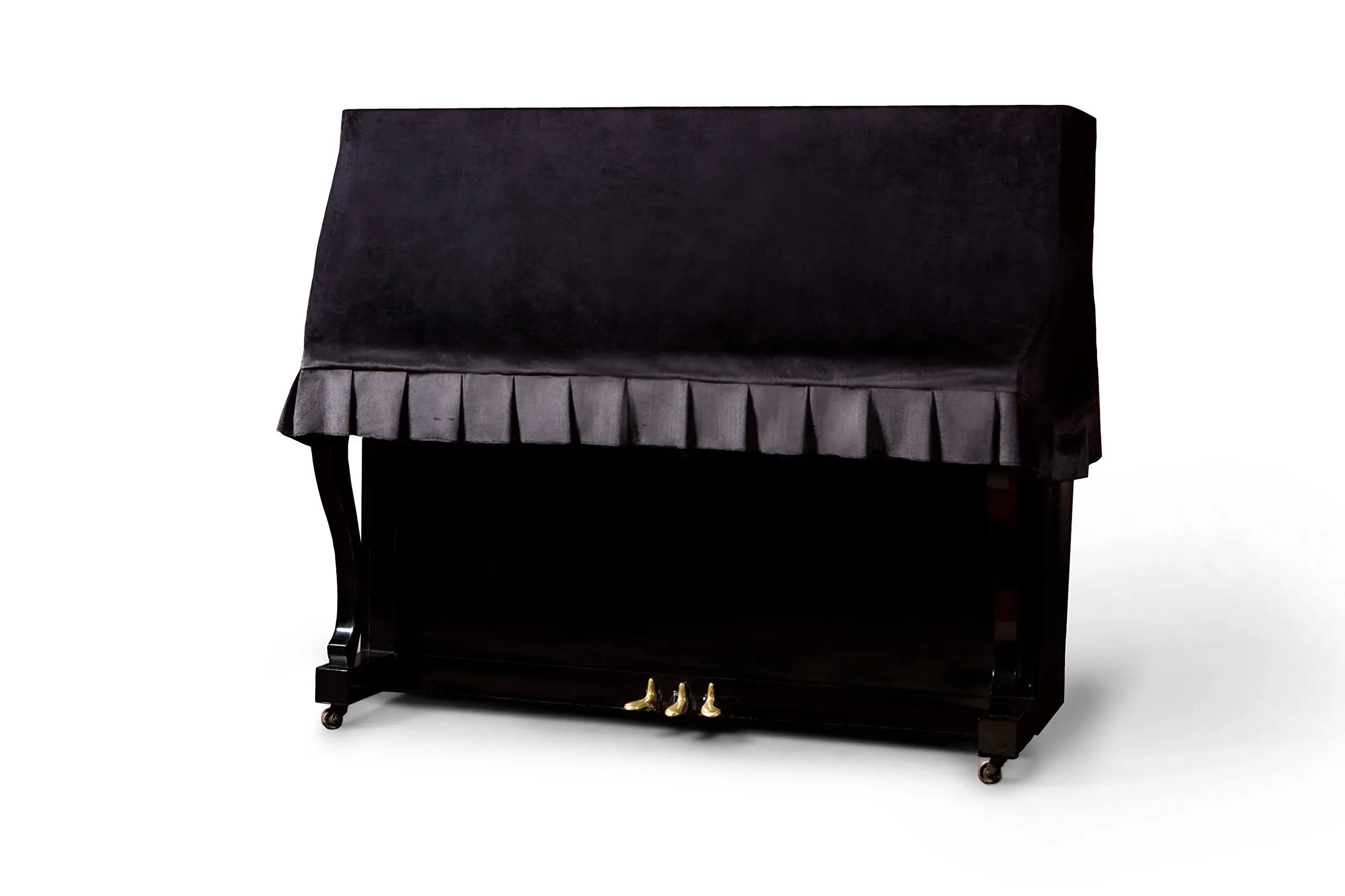 Classics: Premium Velvet Upright Piano Cover | Waterproof inner lining | Handcrafted with Luxury-grade Velvet | Fits standard sized upright pianos (Midnight Black)