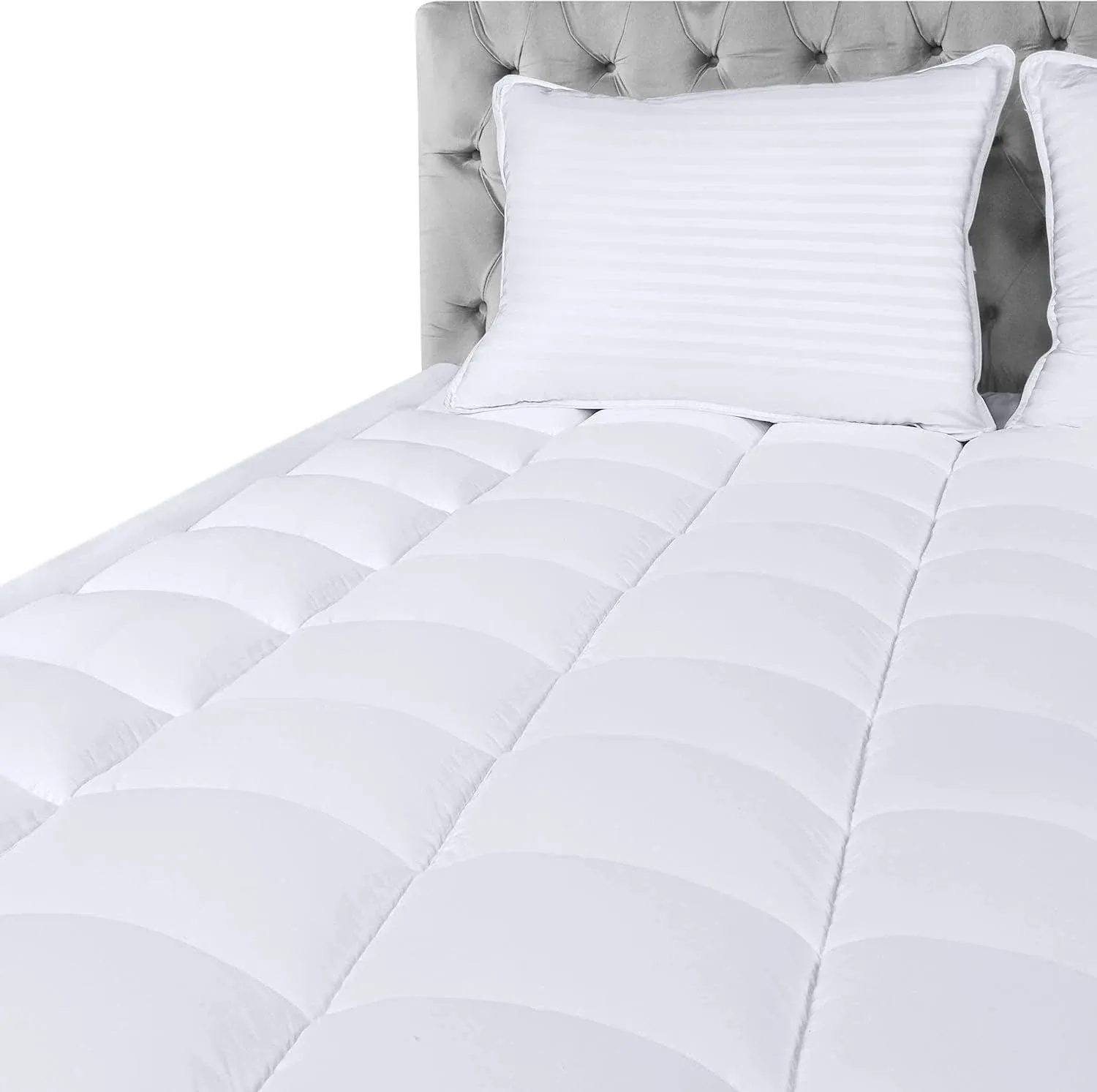 Utopia Bedding Quilted Fitted Premium Mattress Pad Twin Size - Pillow Top Mattress Topper - Elastic Fitted Fluffy Mattress Protector - Mattress Cover Stretches up to 16 Inches Deep -Machine Washable