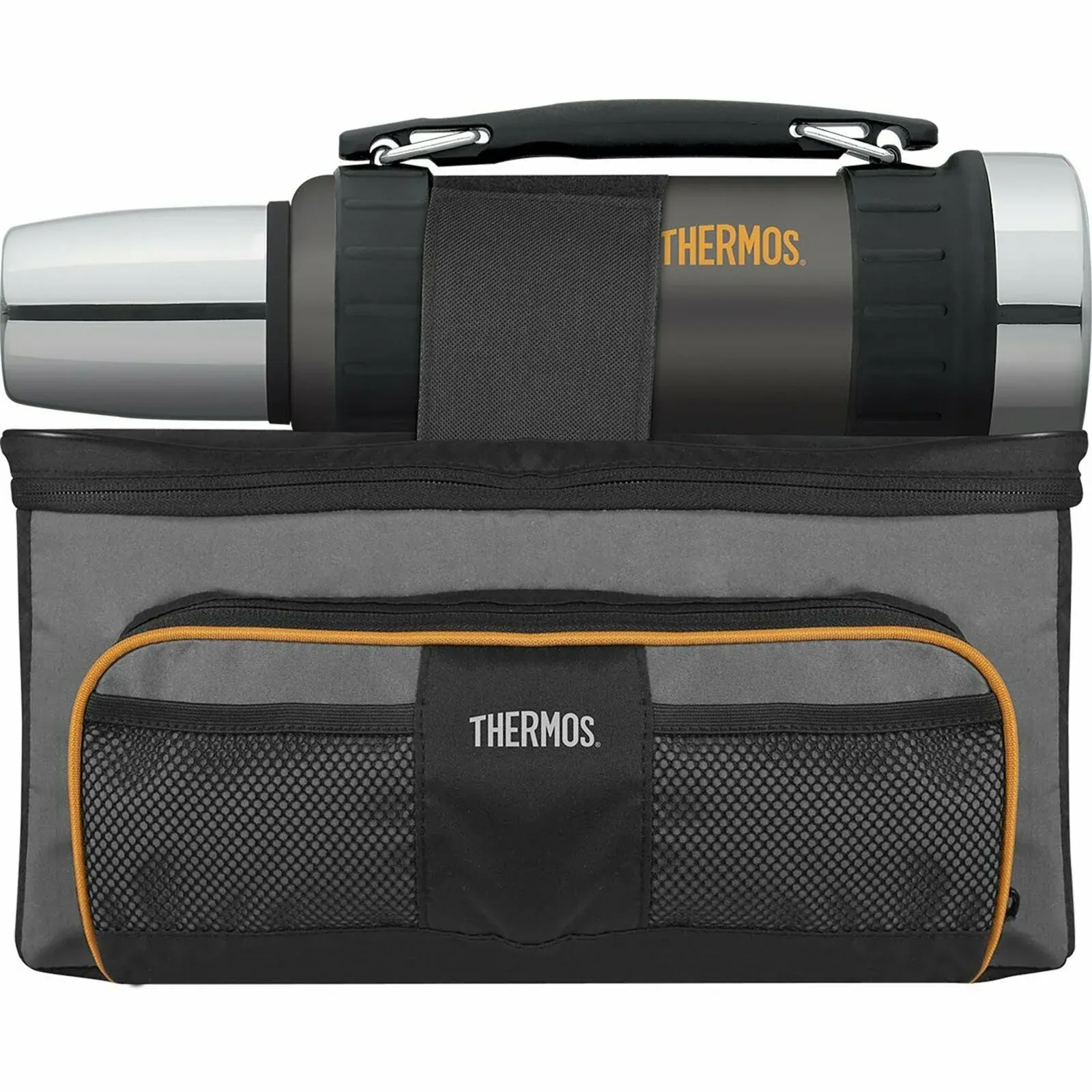 Thermos Lunch Lugger Cooler and Beverage Bottle Combination Set (Gray)