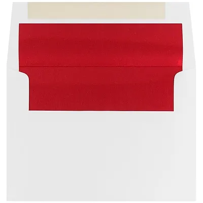 JAM Paper A6 Foil Lined Invitation Envelopes, 4.75 x 6.5, White with Red Foil, 50/Pack (3243655I)