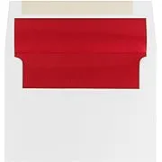 JAM Paper A6 Foil Lined Invitation Envelopes, 4.75 x 6.5, White with Red Foil, 50/Pack (3243655I)