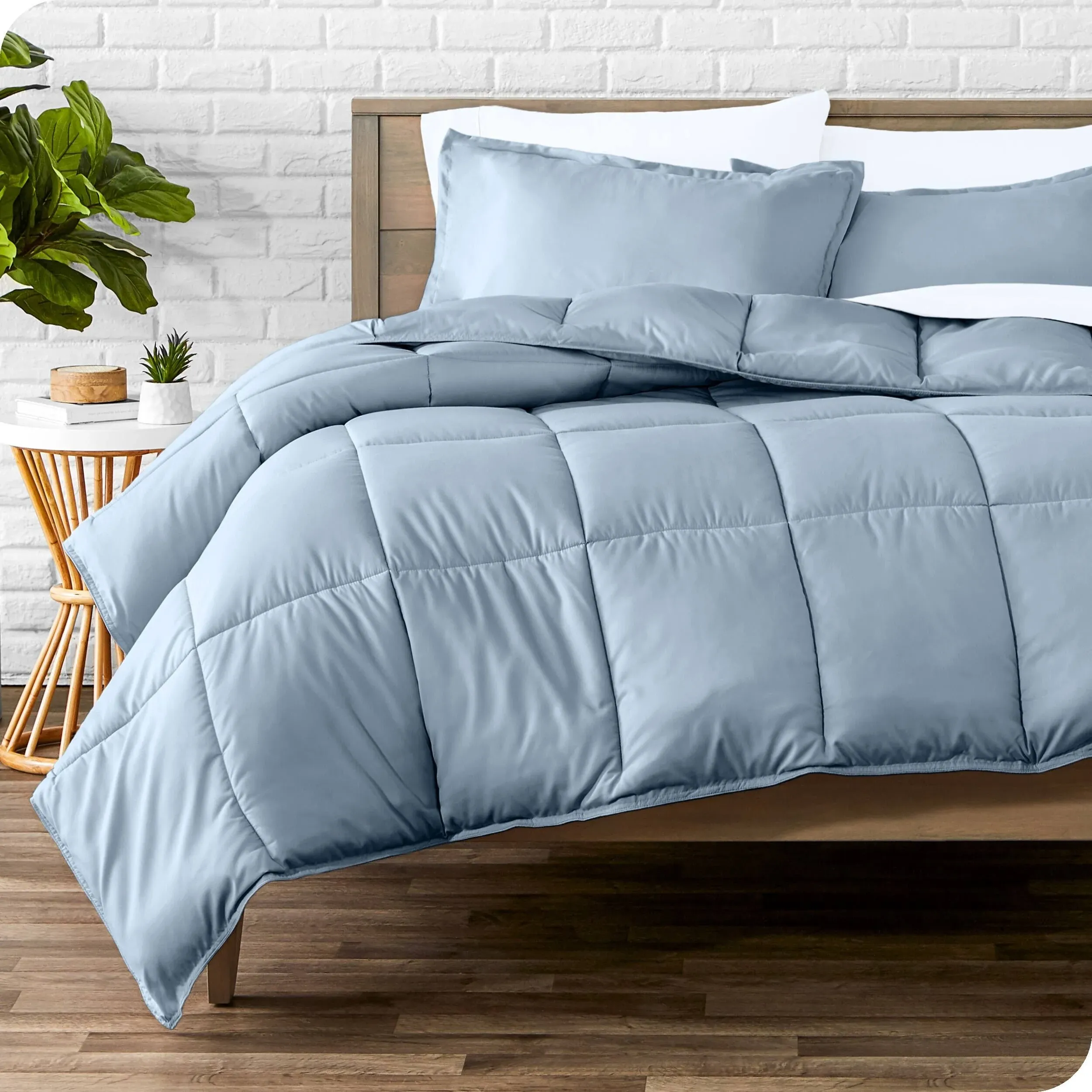 Bare Home Hypoallergenic Down Alternative Comforter Set - Oversized Queen - Dusty Blue