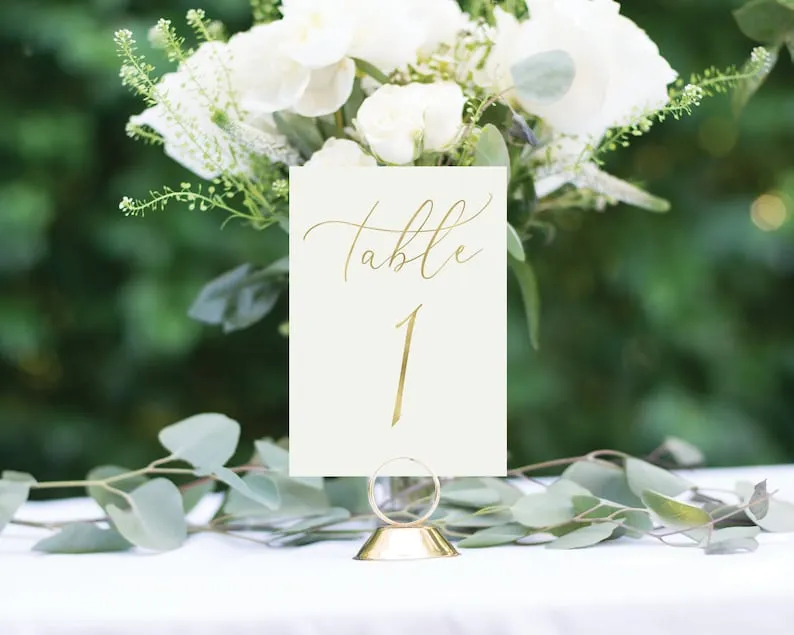 Gold Wedding Table Numbers, Wedding Table Decor, Gold Foil Table Numbers, Wedding Table Numbers, #1174 4x6