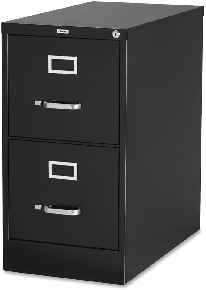 Lorell® Fortress 22""D Vertical 2-Drawer Letter-Size File Cabinet, Black