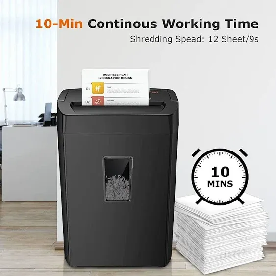 High Security Level P-4 Bonsaii 12-Sheet Cross Cut Paper Shredder,, A).