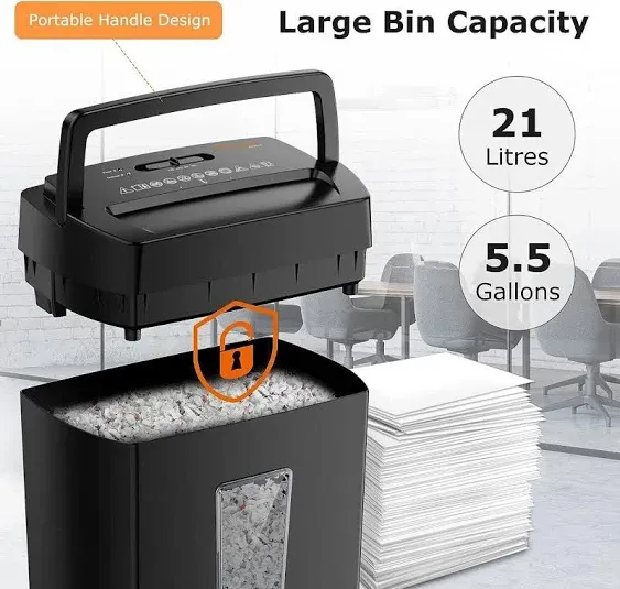 Bonsaii 12-Sheet Cross Cut Paper Shredder, 5.5 Gal Home Office Heavy Duty