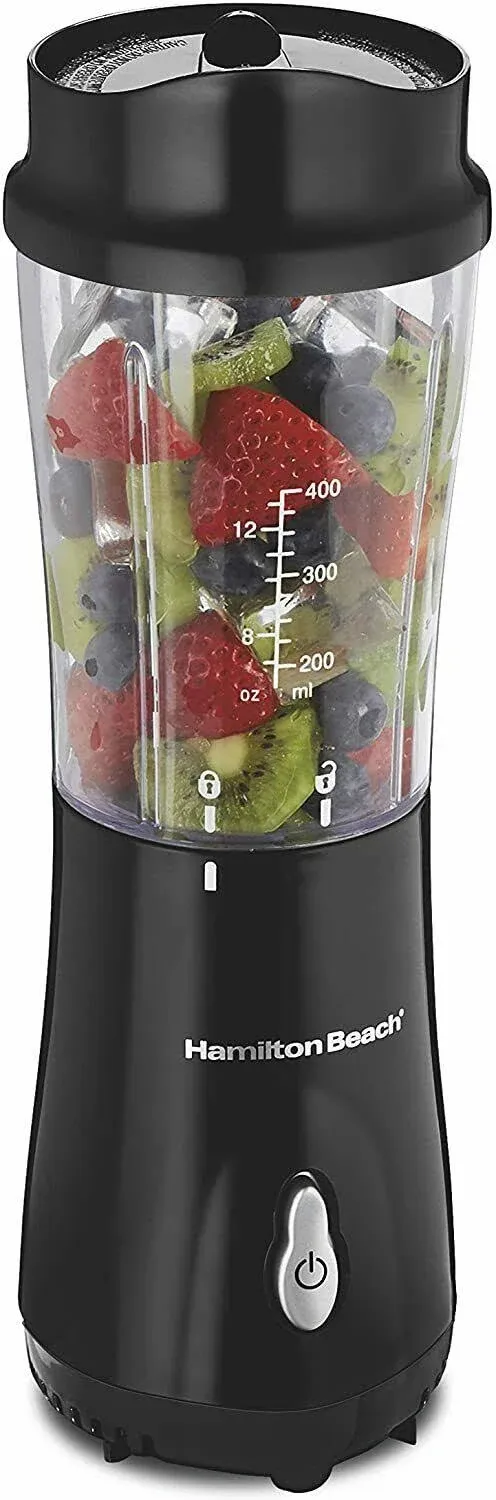 Hamilton Beach Portable Blender for Shakes and Smoothies with 14 Oz BPA Free Travel Cup and Lid, Durable Stainless Steel Blades for Powerful Blending Performance, Raspberry (51131)