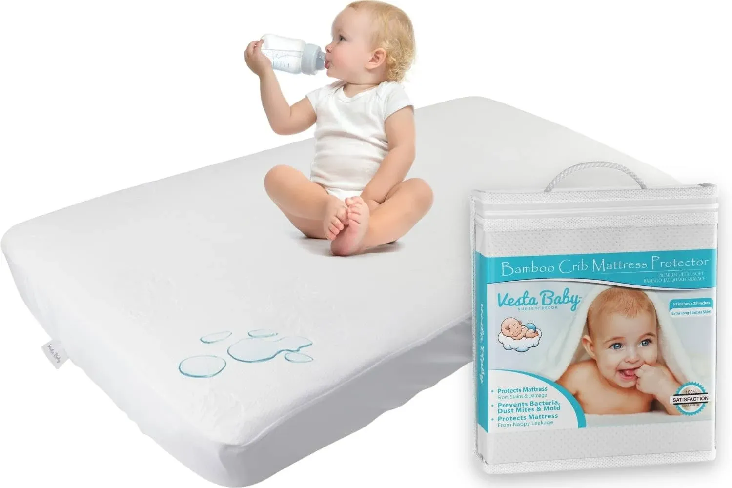 Vesta Baby Haut De Gamme En Bambou Jacquard Lit Matelas Protecteur