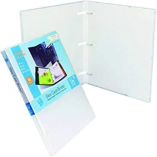 3 Ring Case View Binder with Overlay - .50 Inches - 3 Pack (Clear)