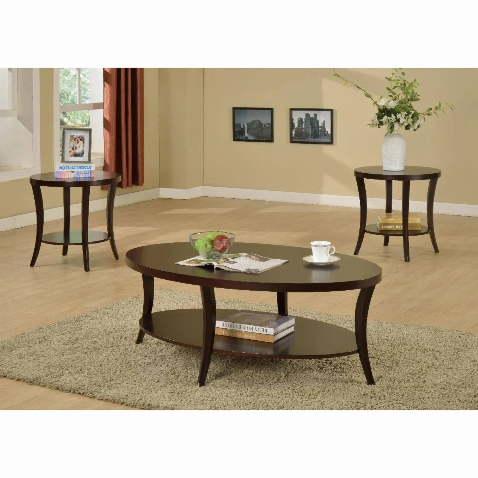 Roundhill Furniture Perth 3 Piece Accent Table Set