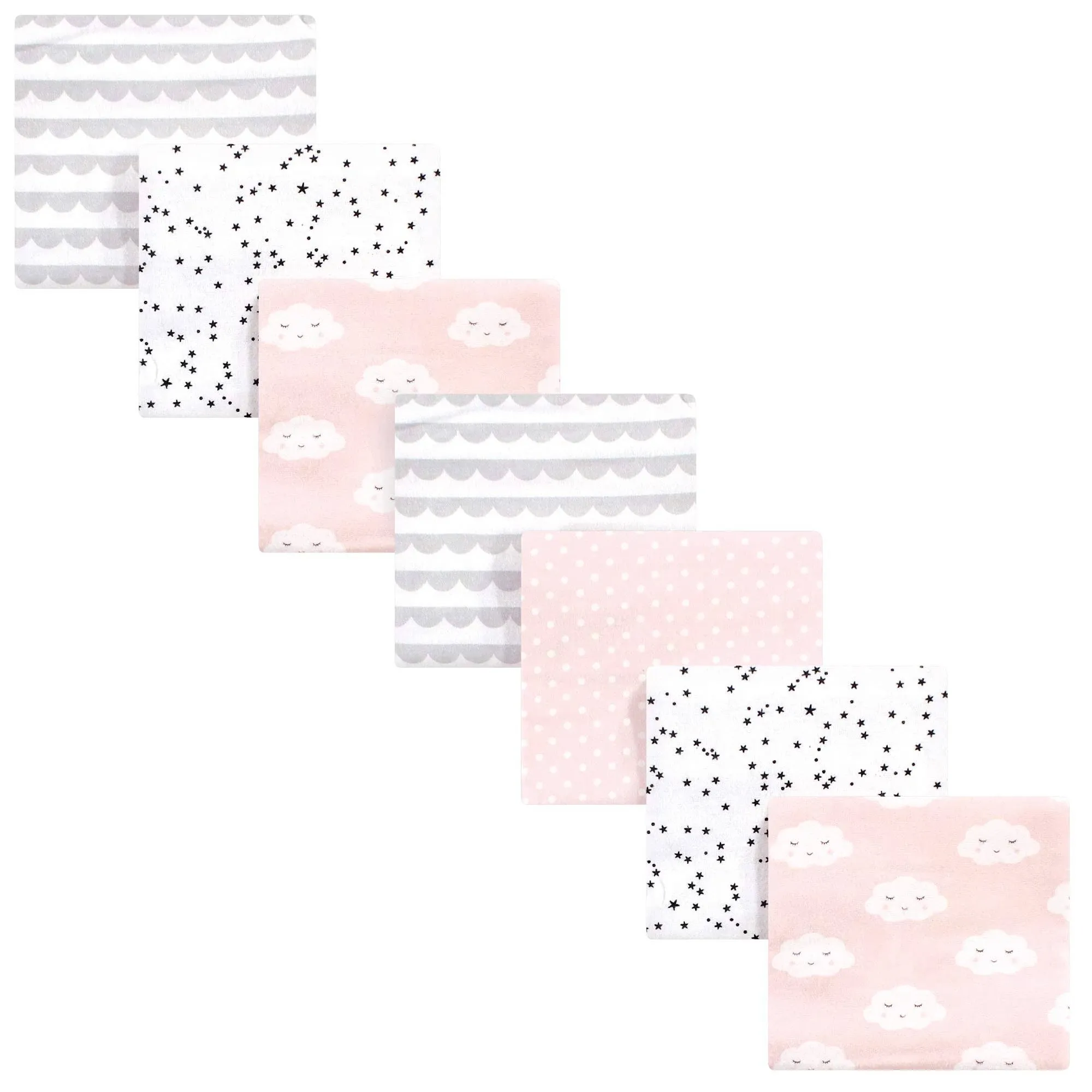 Hudson Baby Cotton Flannel Receiving Blankets Bundle Pink Clouds / One Size