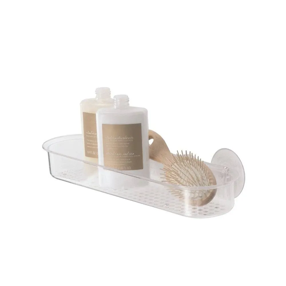 iDesign Plastic Bath Shower 1-Shelf Suction Caddy Holder, Clear