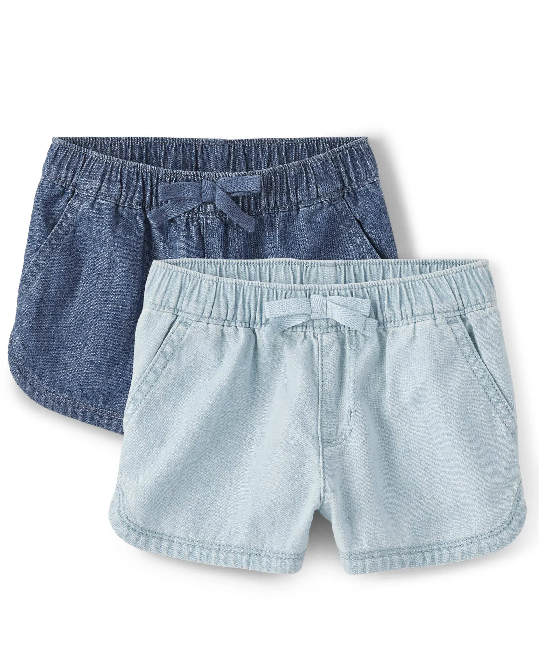 The Children's Place Toddler Girls Chambray Pull on Shorts - Rose Wash 4T