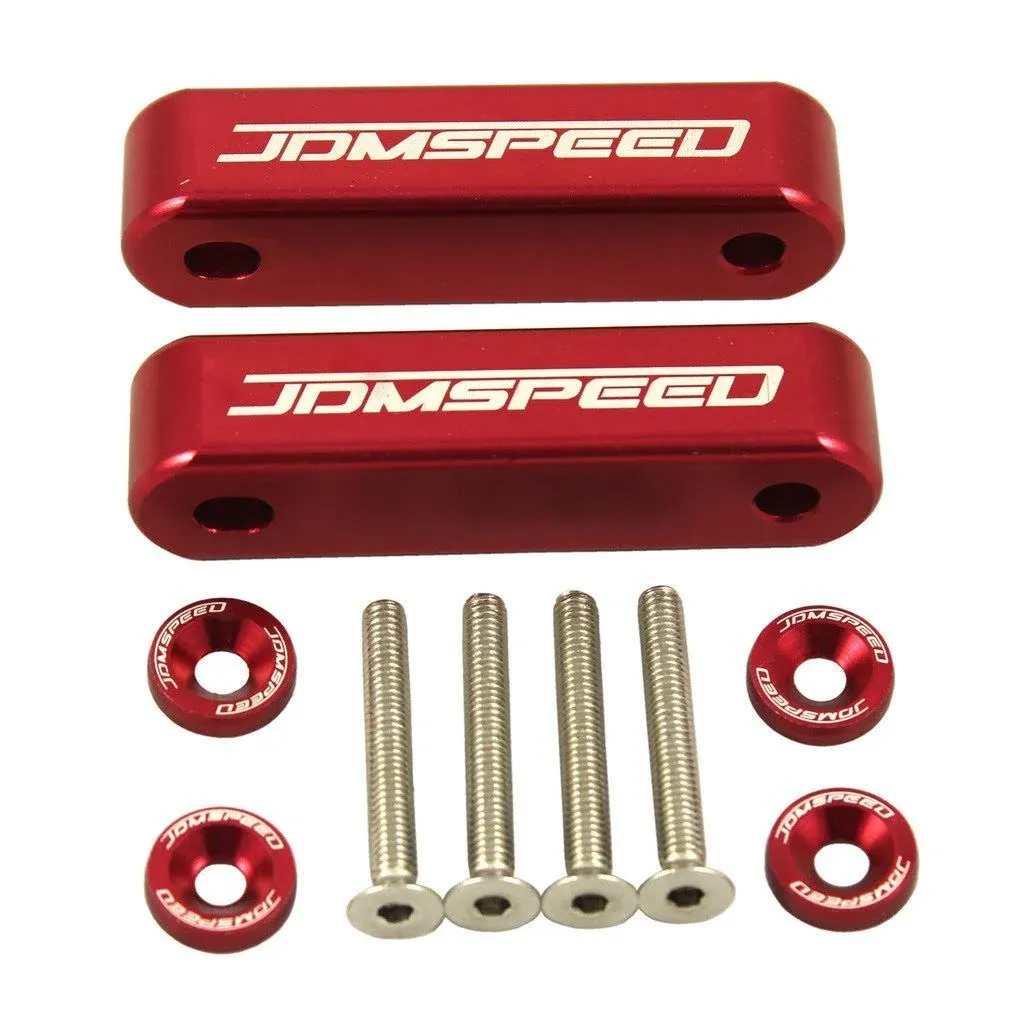 JDMSPEED Anodized Red JDMSPEED Hood Spacer Hood Riser 3/4" Replacement For Honda Civic CRX Del Sol Acura Integra