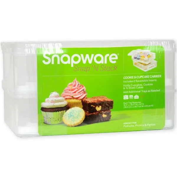 Snapware Snap n' Stack 2-Layer Cookie & Cupcake Carrier, Clear