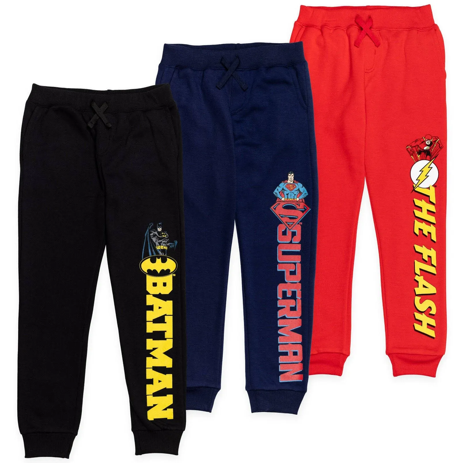 DC Comics Justice League Batman Superman Flash Toddler Boys 3 Pack Jogger Pants 2T