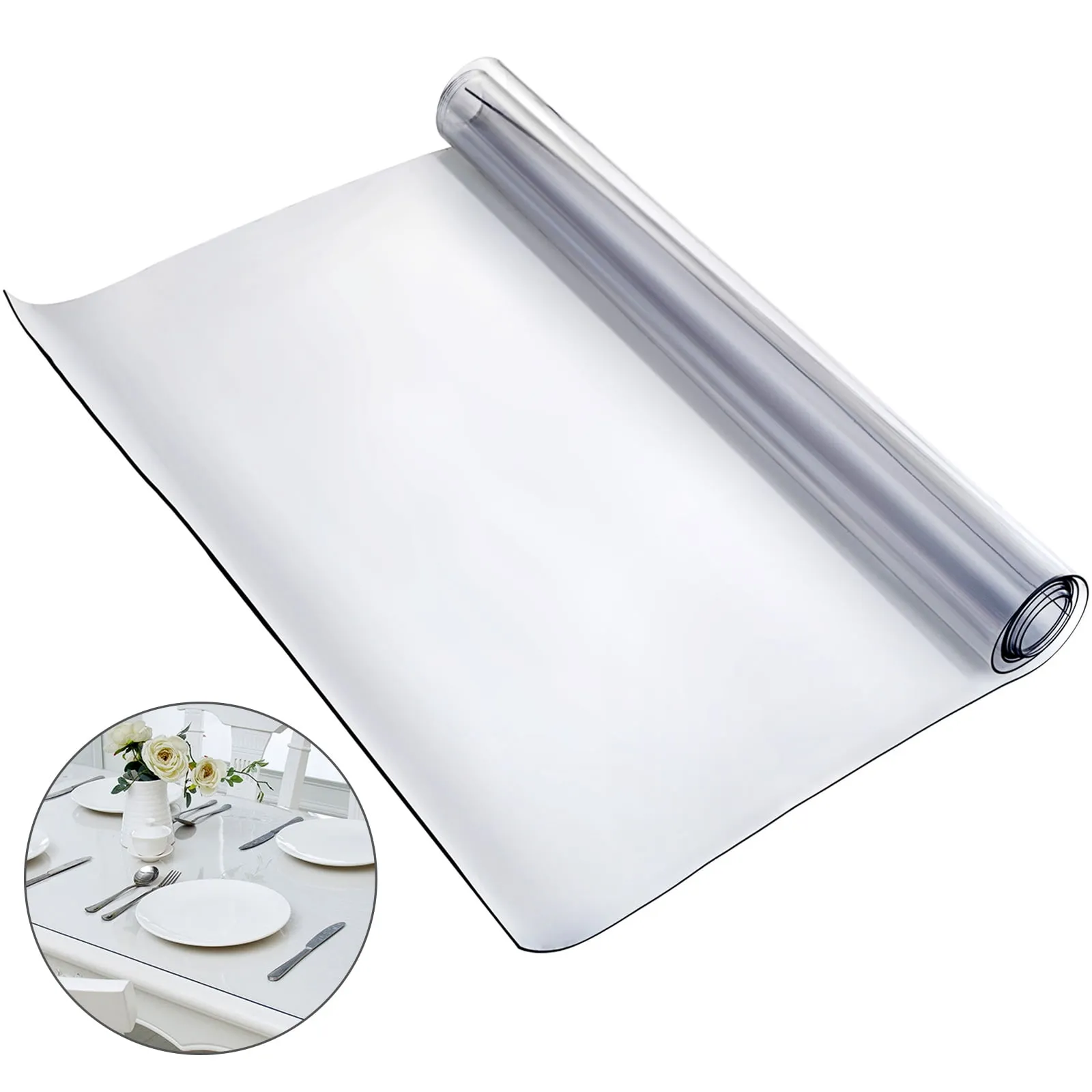 VEVORbrand 72 x 46 inch Waterproof Clear PVC Tablecloth, 1.5mm Thick Dining Table Mat Protector Table Cover