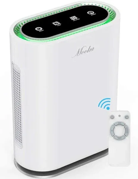 Mooka True HEPA Air Purifiers for Home Large Room, Up to 2,000 ft², Air Purifier for Bedroom with Air Quality Sensor, Timer, Child Lock, Air Cleaner for Pet Danders, Dust, Smoke, Odor