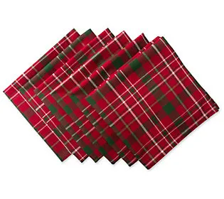 Design Imports Tartan Holiday Plaid Napkin Setof 6