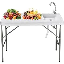 SamyoHome Folding Portable Fish Table - Fish Fillet & Hunting & Cutting Cleaning Table with Sink Faucet