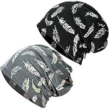 JarseHera Womens Slouchy Beanie Cotton Chemo Caps Cancer Headwear Hats Turban, 2 ...