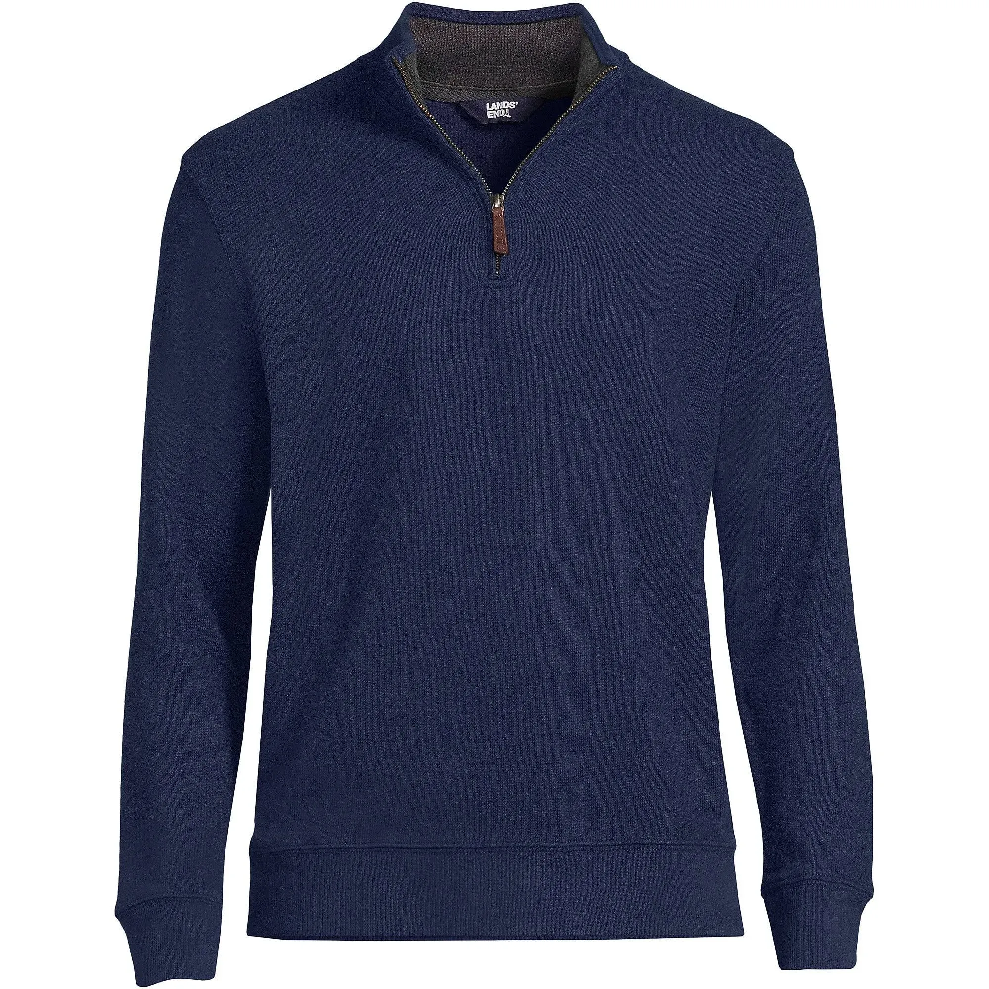 Lands' End Men's Big Bedford Rib Quarter Zip Sweater